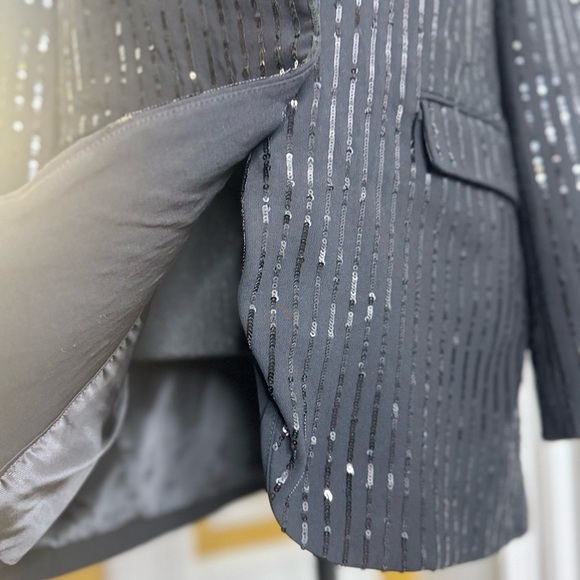 Black Sequin Pinstripe Blazer - Picture 6 of 17